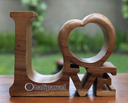 Wooden Love Bottle Holder, Handmade From Suar Wood