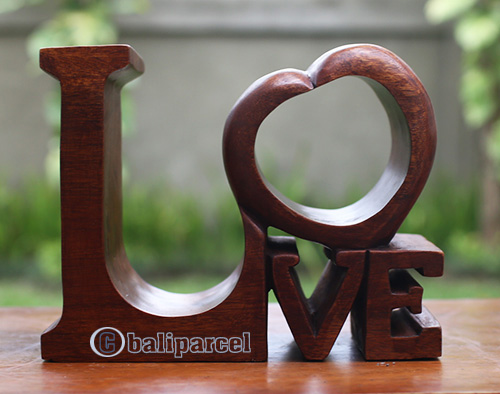 Wooden Love Bottle Holder, Handmade From Suar Wood