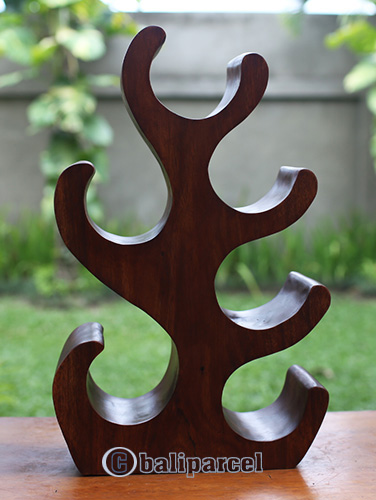 Wooden Rack Bottle Holder, Handmade From Suar Wood