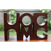 Wooden Home Bottle Holder, Handmade From Suar Wood