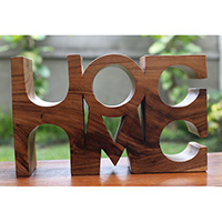 Wooden Home Bottle Holder, Handmade From Suar Wood