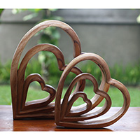 Wooden Abstract Carving, Handmade From Suar Wood
