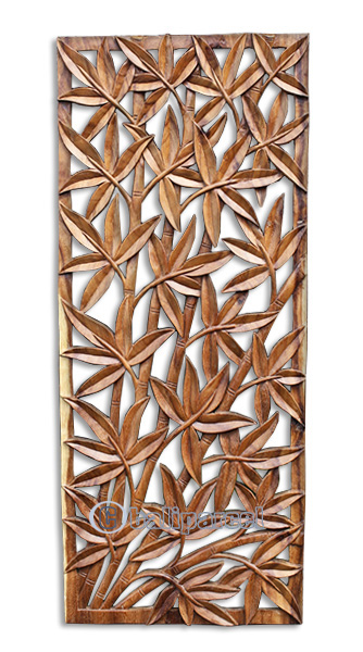 Wooden Wallhanging Bamboo, Handmade From Suar Wood
