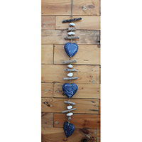 Wooden Wallhanging Heart Hanmade From Albesia Wood With Stone