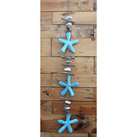 Wooden Wallhanging Starfish, Hanmade From Albesia Wood With Stone