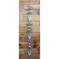 Wooden Wallhanging Fish, Hanmade From Albesia Wood With Stone