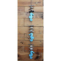 Wooden Wallhanging Seahorse Hanmade From Albesia Wood With Stone