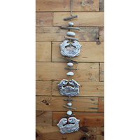 Wooden Wallhanging Crab, Hanmade From Albesia Wood With Stone