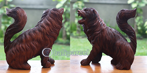 Wooden Wolves, Handcarved From Suar Wood