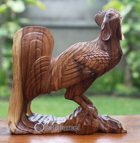 Wooden Chicken Handcarved From Suar Wood