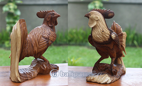 Wooden Chicken Handcarved From Suar Wood