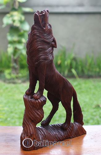Wooden Wolves, Handcarved From Suar Wood