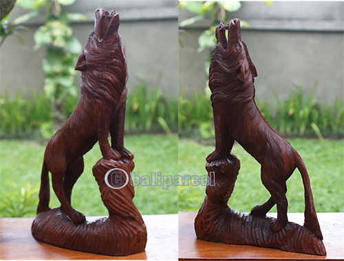 Wooden Wolves, Handcarved From Suar Wood