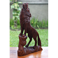 Wooden Wolves, Handcarved From Suar Wood