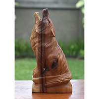 Wooden Wolves, Handcarved From Suar Wood