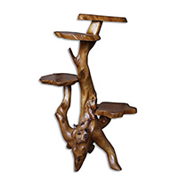 Wooden Teak Root Display, Handmade From Teak Wooden