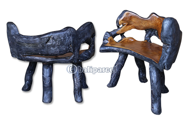 Wooden Teak Root Bench, Handmade From Teak Wooden