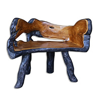 Wooden Teak Root Bench, Handmade From Teak Wooden