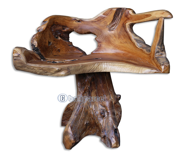 Wooden Teak Root Bench, Handmade From Teak Wooden