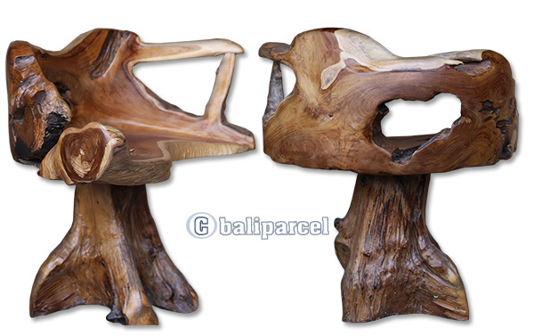 Wooden Teak Root Bench, Handmade From Teak Wooden