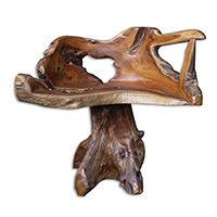Wooden Teak Root Bench, Handmade From Teak Wooden