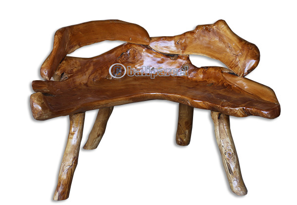 Wooden Teak Root Bench, Handmade From Teak Wooden