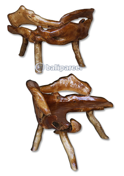 Wooden Teak Root Bench, Handmade From Teak Wooden