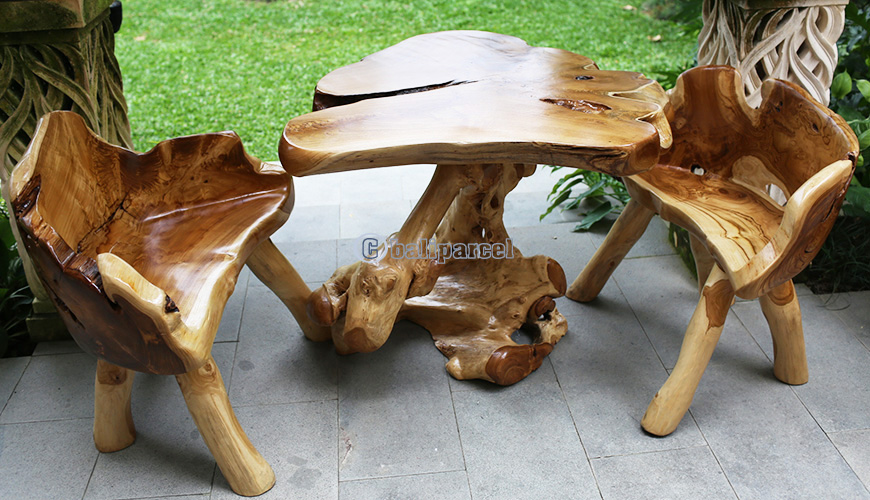 Wooden Teak Root Bench, Handmade From Teak Wooden