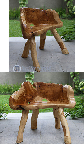 Wooden Teak Root Bench, Handmade From Teak Wooden