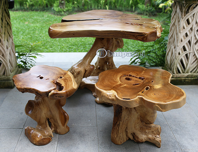 Wooden Teak Root Stool Handmade From Teak Wooden