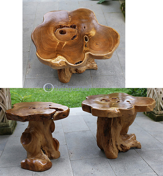 Wooden Teak Root Stool Handmade From Teak Wooden
