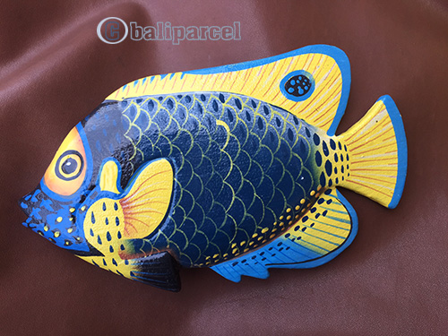 Wooden Wallhanging Of Fish, Hanmade From Albesia Wood