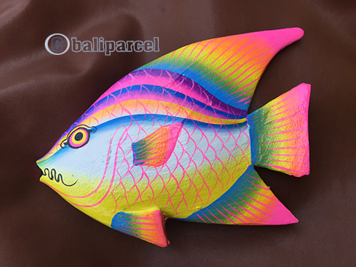 Wooden Wallhanging Of Fish, Hanmade From Albesia Wood