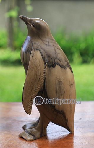 Wooden Pinguin, Handmade From Crocodile Wood Natural Polished