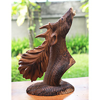 Wooden Deer, Handmade From Suar Wood