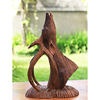 Wooden Deer, Handmade From Suar Wood