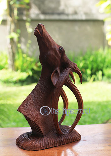 Wooden Deer, Handmade From Suar Wood
