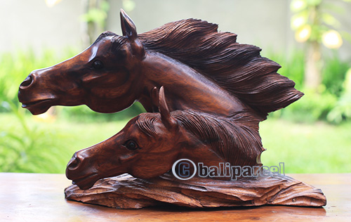 Wooden Horse, Handmade From Suar Wood