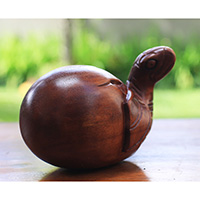Wooden Turtle, Handcarved From Hibiscus Wood