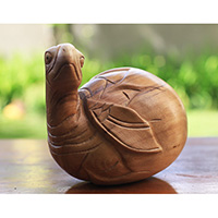 Wooden Turtle, Handcarved From Hibiscus Wood