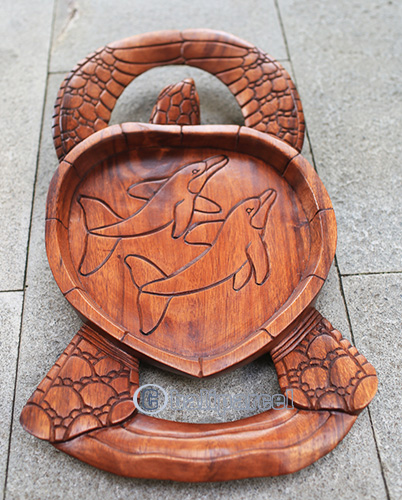 Wooden Turtle, Handcarved From Suar Wood