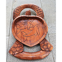 Wooden Turtle, Handcarved From Suar Wood