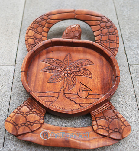 Wooden Turtle, Handcarved From Suar Wood