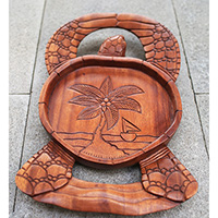 Wooden Turtle, Handcarved From Suar Wood