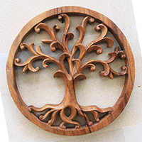 Wooden Wallhanging, Handmade From Suar Wood With Natural Polished