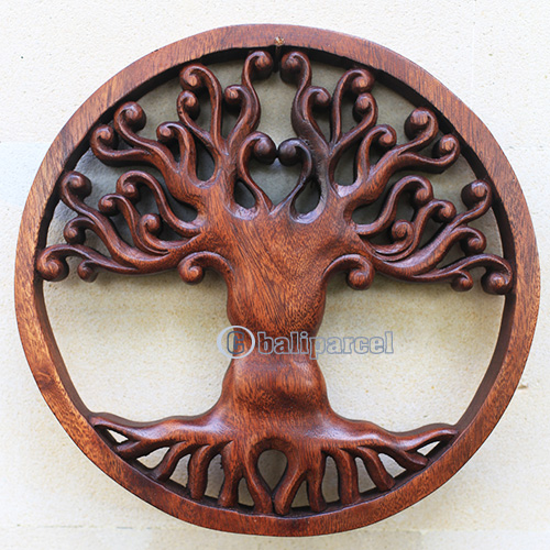 Wooden Wallhanging, Handmade From Suar Wood With Brown Polished
