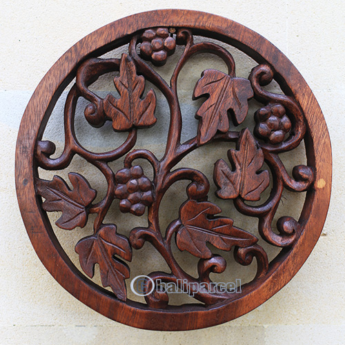 Wooden Wallhanging, Handmade From Suar Wood With Brown Polished