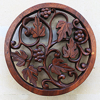 Wooden Wallhanging, Handmade From Suar Wood With Brown Polished