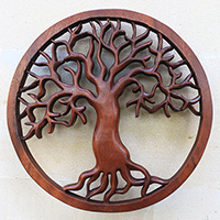 Wooden Wallhanging, Handmade From Suar Wood With Brown Polished