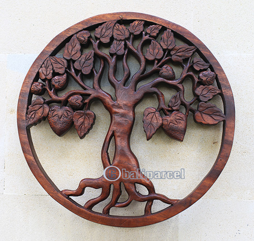 Wooden Wallhanging, Handmade From Suar Wood With Brown Polished